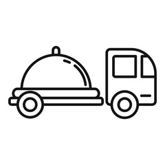 Food truck shipping icon. Outline food truck shipping vector icon for web design isolated on white background