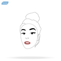 Abstract minimalistic linear sketch. Woman s face. Vector hand drawn illustration eps10