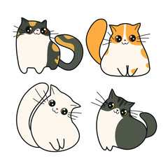 Cute Cat Vector Illustration With Different Color