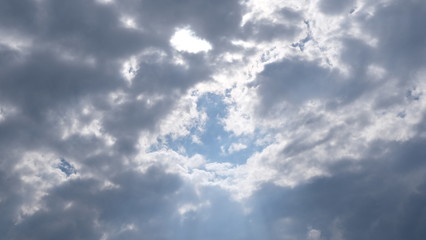 ciel avec nuages et percée lumineuse