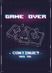 Game Over poster with lowpoly elements. Broken game controller. Creative gaming template. © Andrew Derr