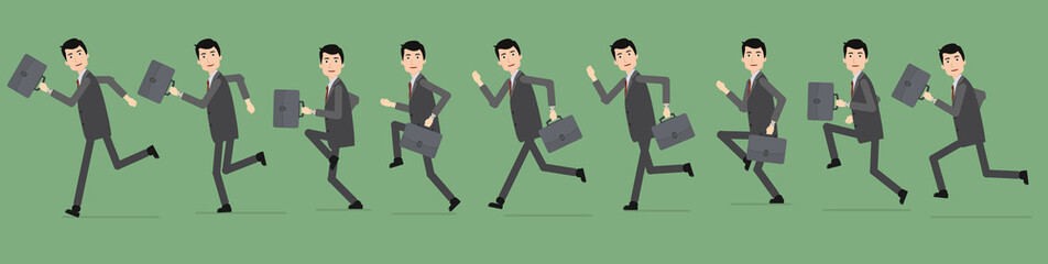Continuous action pictures of business people running