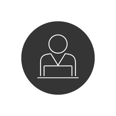 Man laptop vector line icon on white