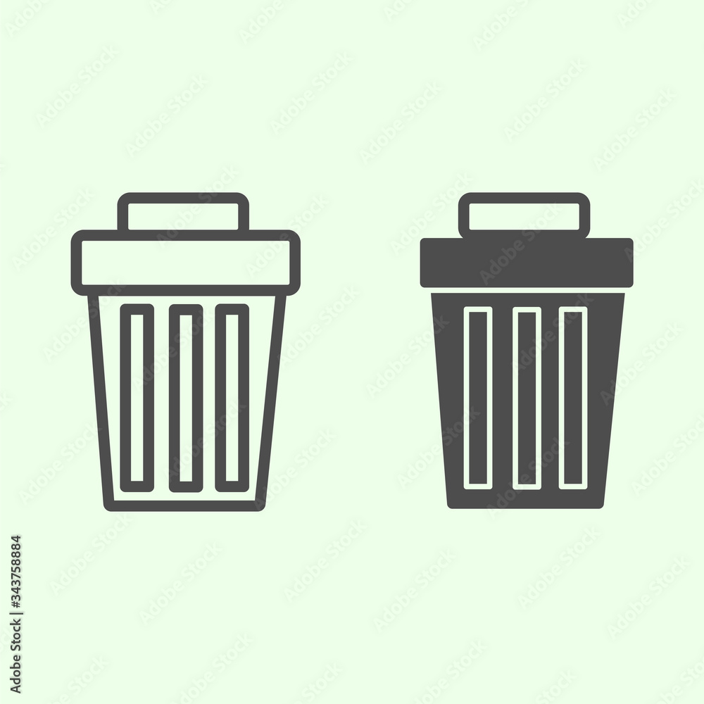 Poster recycle bin line and solid icon. delete garbage trash can outline style pictogram on white backgroun