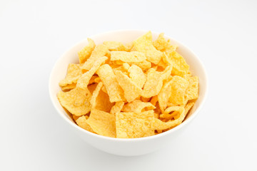 Chips made of corn on a white background