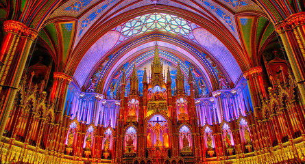 Fototapeta na wymiar Montreal cathedral interior, HDR Image
