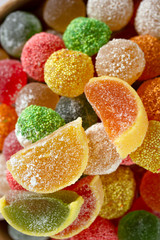 Sweet dessert colorful fruit jelly candy.