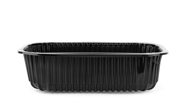 Black tray of thick plastic for different purposes