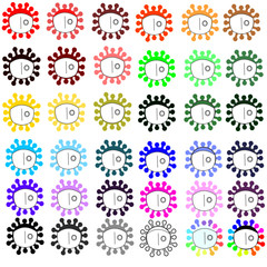 36 colored viruses mask on
