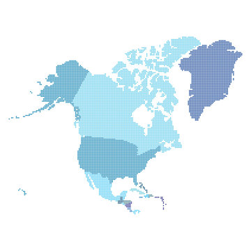 North America map made from halftone dot pattern
