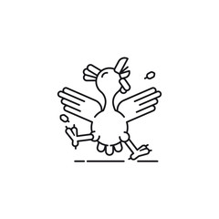 Dancing chicken vector line icon