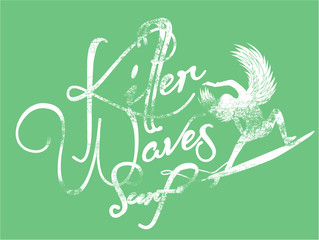 Surfer killer waves embroidery graphic design vector art