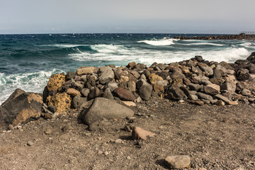 Beach of volcanic origin in Tenerife (Canary Islands, Spain)