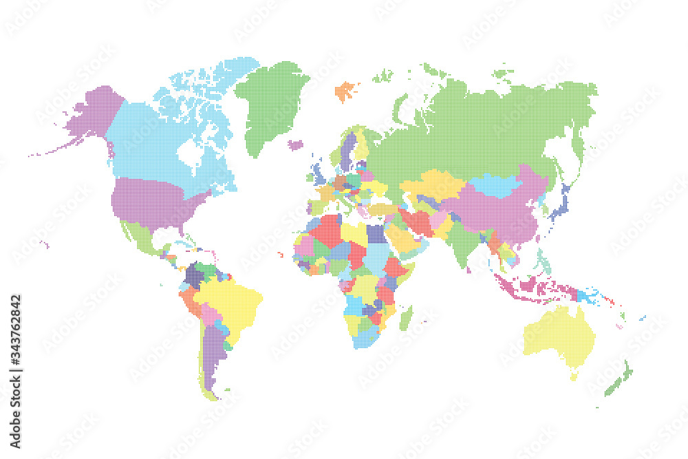 Poster world map made from halftone dot pattern