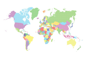 Fototapeta na wymiar World map made from halftone dot pattern