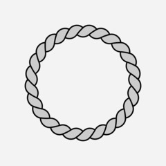 Vector icon illustration design of circle rope symbol on white background, Circle rope shape sign with abstract line pattern