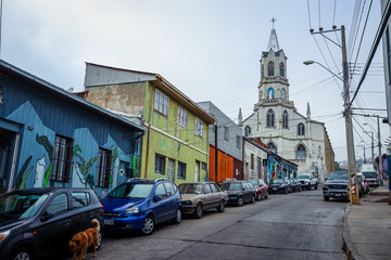 Valparaiso, Chile - March 04, 2020: Christian Church on the Chilean Hills