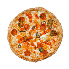 Delicious Pizza Isolated over white background