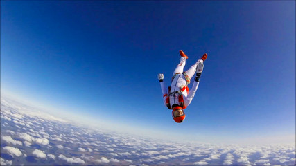 Aggressive. Skydiving is for special people. Beautiful views from the height of bird flight. The sky without borders. - obrazy, fototapety, plakaty