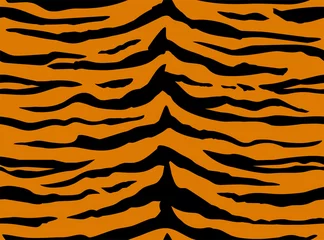Papier Peint photo Orange Modèle sans couture avec rayures de tigre. Empreinte d& 39 animal.