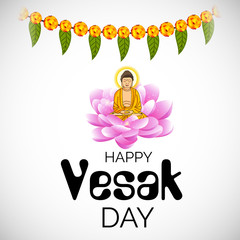 Vector illustration of a background or poster for celebrate Happy Vesak day or Buddha Purnima.