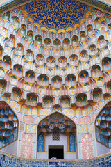 Fototapeta na wymiar Detail of gold mosaic dome in Madrasa