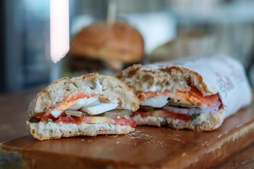 club sandwich with salmon.