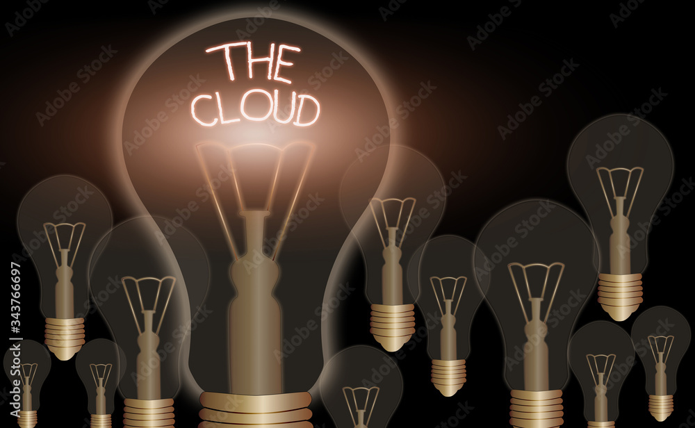 Aufkleber writing note showing the cloud. business concept for programs used in storing accessing data over th
