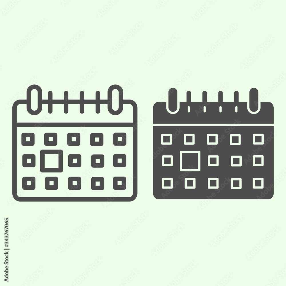 Poster calendar line and solid icon. office month date planner outline style pictogram on white background.
