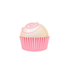 Candy on paper piece, sweet dessert realistic vector illustration. Sugar confectionery, appetizing glazed yummy. Wrapped pink lolly, delicious jelly snack 3d isolated object on white background