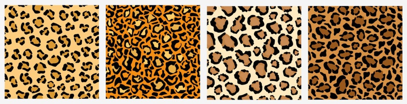Patterns in style - leopard skin. The design is made in various colors, shades of orange and gray. Saturated abstract camouflage safari style: leopard, jaguar. Stylish design, modern vector graphics