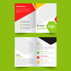 Bi-fold Brochure Template Design.Corporate & Business Concept 