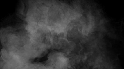 Abstract smoke steam moves on a black background . The concept of aromatherapy. Stock illustration.
