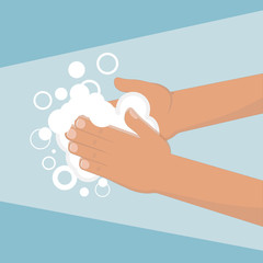 Washing hands with soap and water. Vector