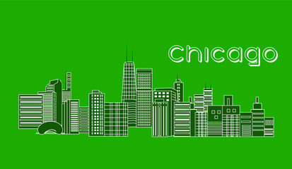 illustration in style of flat design on the theme of Chicago.
