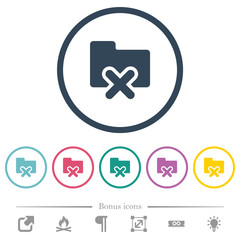 Cancel folder flat color icons in round outlines