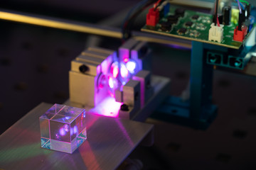 Laser development system in optical laboratory.