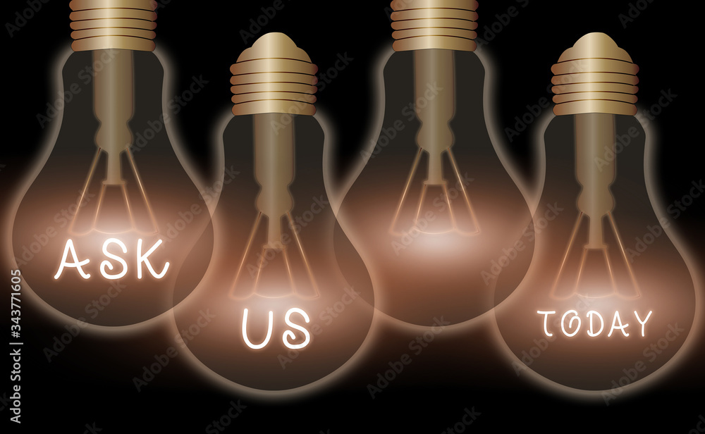 Aufkleber word writing text ask us. business photo showcasing accepting questions or inquiry from showing will