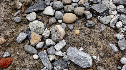 pebbles on the road, selectively focused and unfocused
