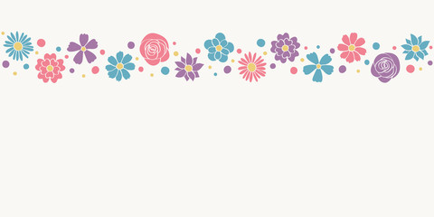 Empty banner with hand drawn flowers. Mother’s Day, Women’s Day and Valentine’s Day background. Vector