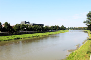 Fototapeta na wymiar River Uzh on a sunny summer day.