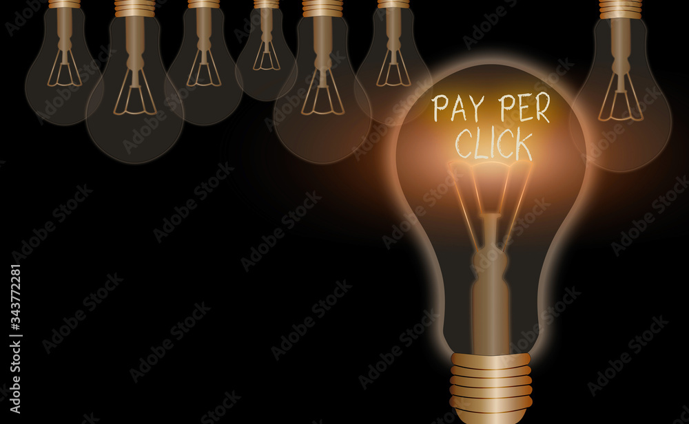 Aufkleber conceptual hand writing showing pay per click. concept meaning internet marketing in which payment i