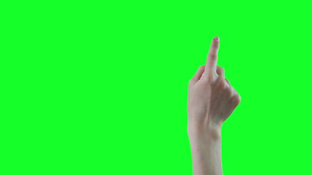 Hand gestures, showing the uses of computer touchscreen, tablet, trackpad or ipad. Full HD with green screen. modern technology, 