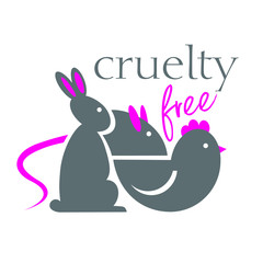 Cruelty-free no testing on animals vector logo