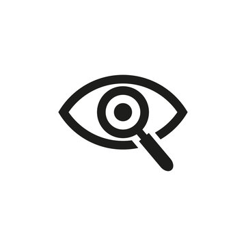 The eye icon with the magnifying glass. Simple vector illustration