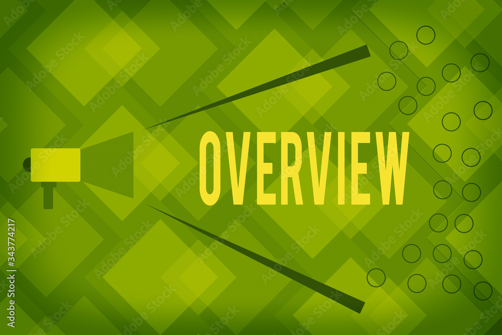 Poster writing note showing overview. business concept for the general review or summary of subject project