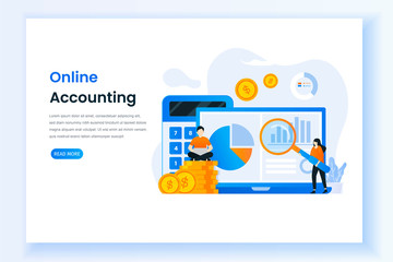 Landing page for digital accounting illustrations. This design can be used for websites, landing pages, UI, mobile applications, posters, banners