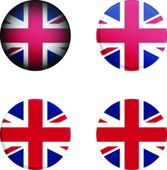 Round Country Flag in different styles disc badge vector illustration Great Britain united kingdom