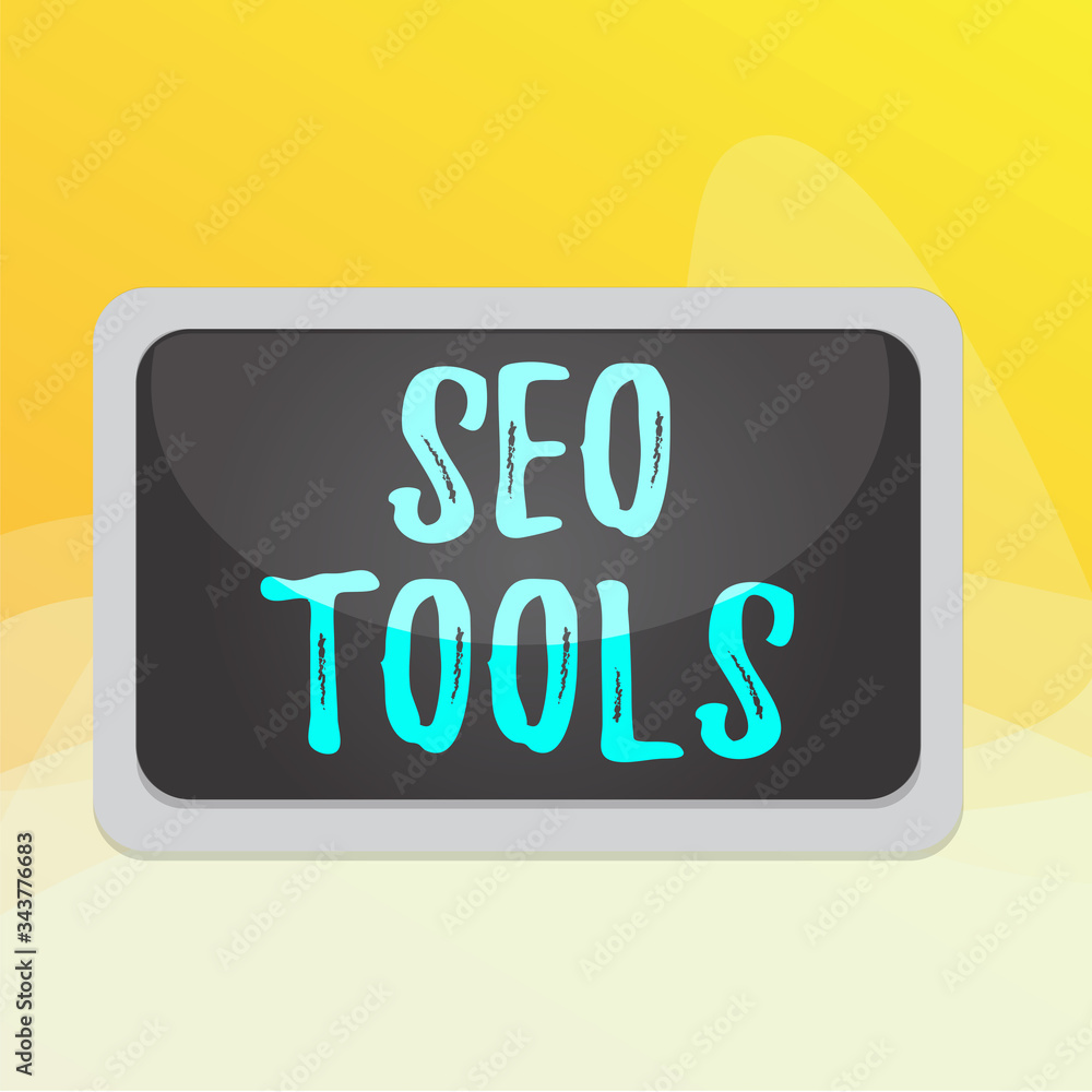 Poster writing note showing seo tools. business concept for process of affecting online visibility of websi