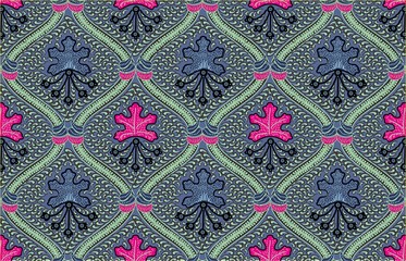 
Indonesian batik motifs with very distinctive plant patterns